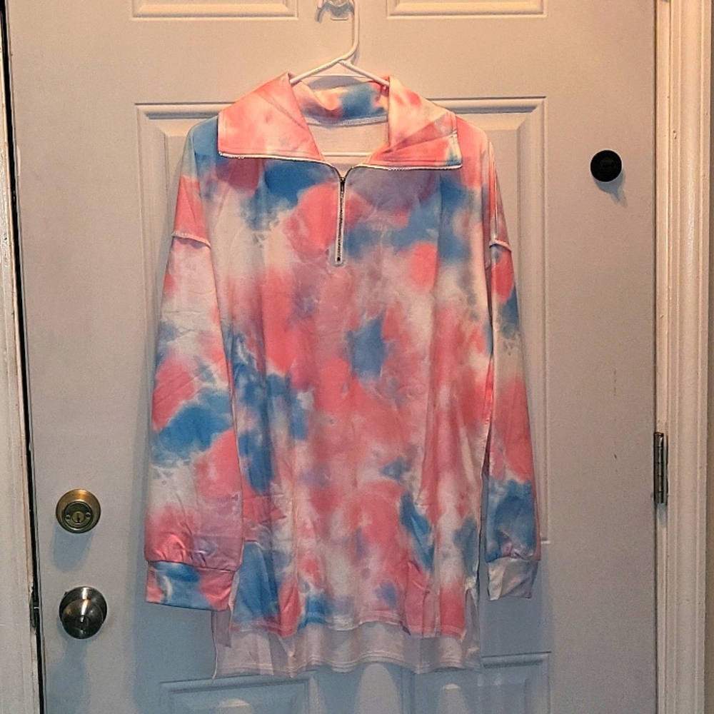 Long Sleeve 1/4 Zipper Tie Dye Sweatshirt Size 2x NWOT